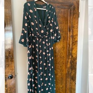 Green floral jumpsuit w/ bell sleeves